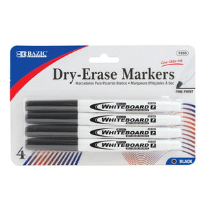 BAZIC Black Fine Tip Dry-Erase Markers (Product of USA)