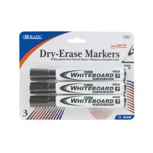 Load image into Gallery viewer, BAZIC Black Chisel Tip Dry-Erase Markers (3/Pack) (Product Of USA)
