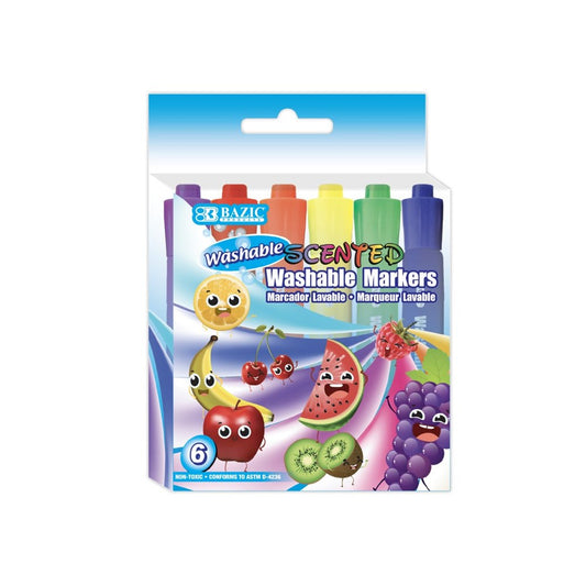 BAZIC 6 Colors Washable Scented Markers (Product of USA)