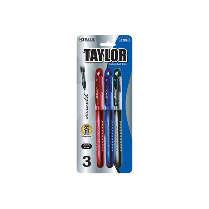 BAZIC Taylor Assorted Color Rollerball Pen (3/Pack) (Product Of USA)