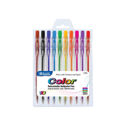 BAZIC 10 Color Retractable Pen (Product Of USA)