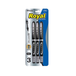 BAZIC Royal Black Rollerball Pen (3/Pack) (Product of USA)