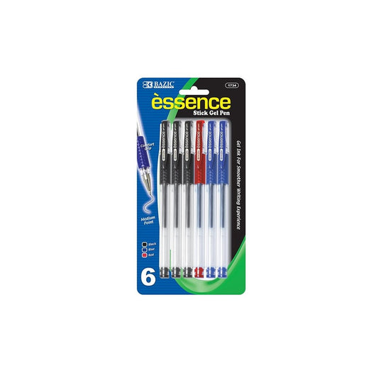BAZIC Essence Gel Pen w/ Cushion Grip (6/Pack) (Product Of USA)