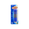 BAZIC Optima Blue Oil-Gel Ink Retractable Pen w/ Grip (3/Pack) (Product Of USA)