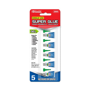 BAZIC 0.5g Super Glue Gel (5/Pack) (Product of USA)