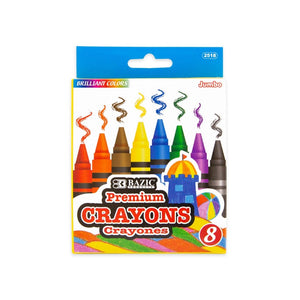 BAZIC 8 Color Premium Jumbo Crayons (Product of USA)