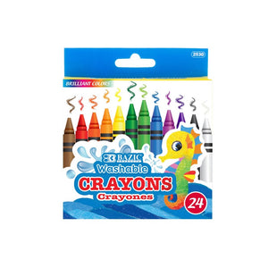 BAZIC 24 Color Washable Premium Crayons (Product Of USA)