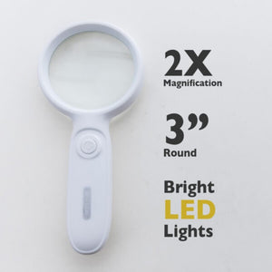 BAZIC 3" Round 2x LED Lighted Magnifier (Product of USA)