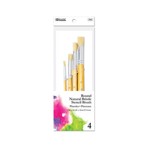 BAZIC Round Natural Bristle Stencil Brush (4/Pack) (Product of USA)