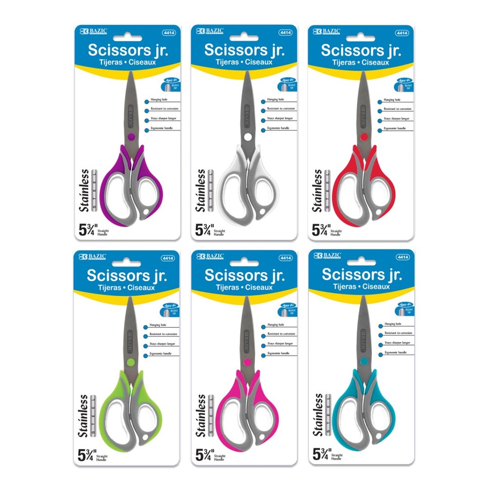 BAZIC 5-3/4" Two-Tone Soft Grip Kid's Scissors (Product Of USA)