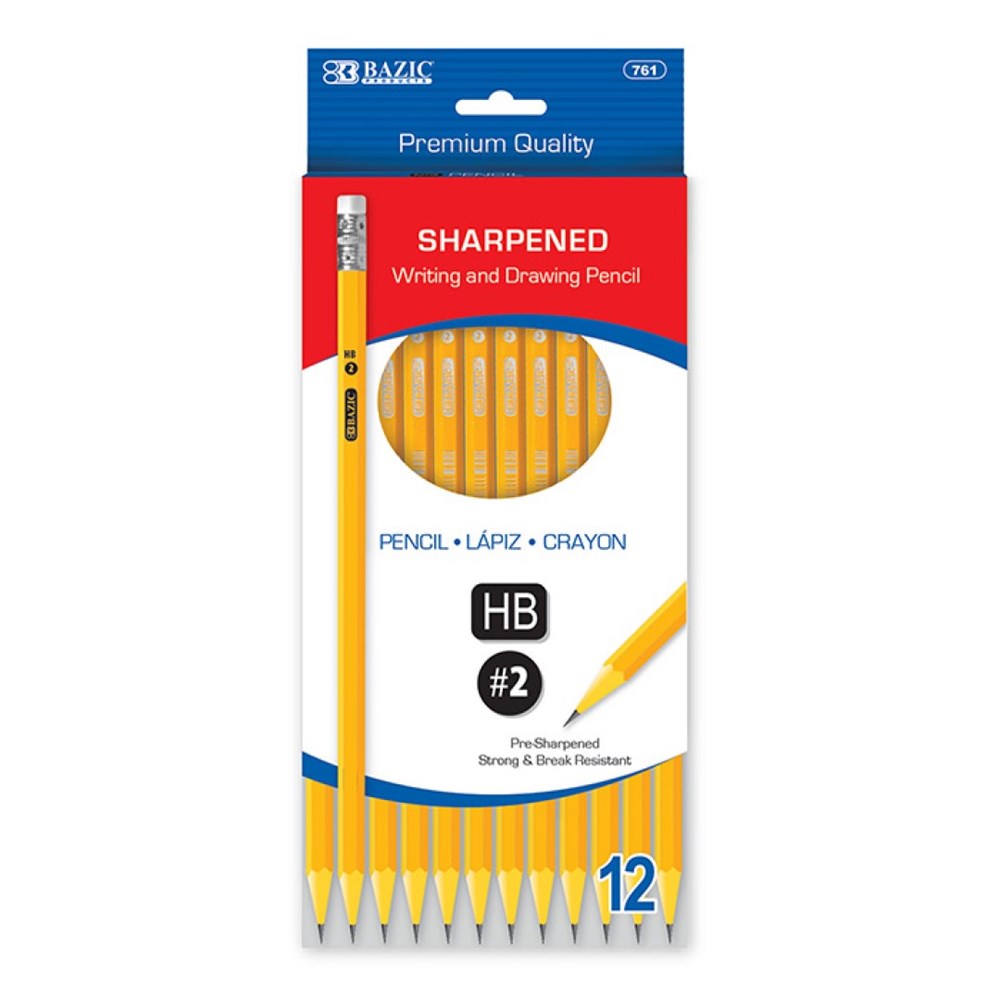 BAZIC Pre-Sharpened #2 Premium Yellow Pencil (Product of USA)