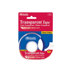 BAZIC 3/4" x 1296" Transparent Tape with Dispenser (Product of USA)