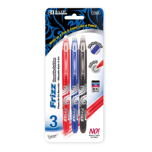 BAZIC Frizz Assorted Color Erasable Gel Pen with Grip (Product of USA)