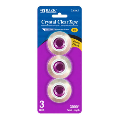 BAZIC 3/4" X 1000" Crystal Clear Tape Refill (Product of USA)