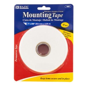 BAZIC 1" X 200" Double Sided Foam Mounting Tape (Product of USA)