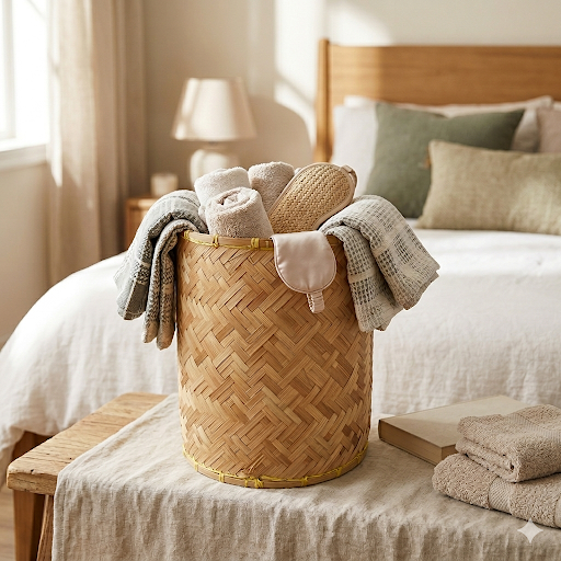 Bamboo Woven Basket/Bin - Medium