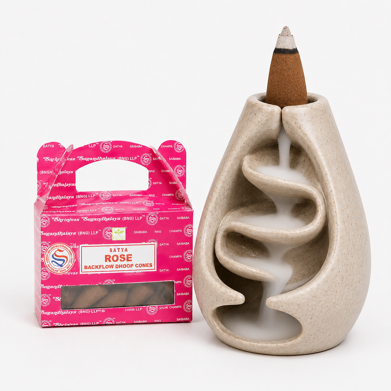 Satya Backflow Dhoop Cones - Rose  (24 Cones)