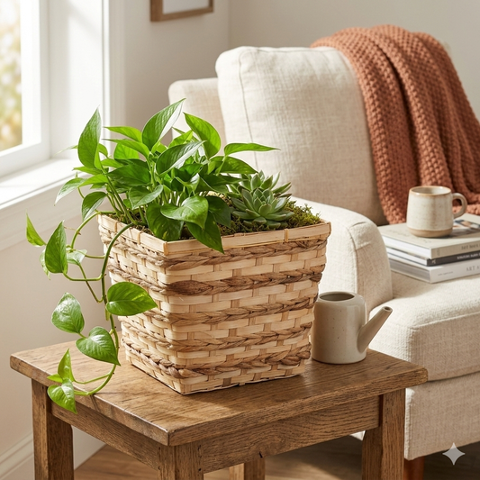 Braided Bamboo Planter 30x30cm