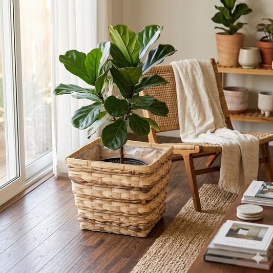 Braided Bamboo Planter Pot H32xW34cm