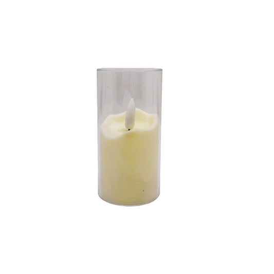 LED Clear Candle - Cream - 14.5cm