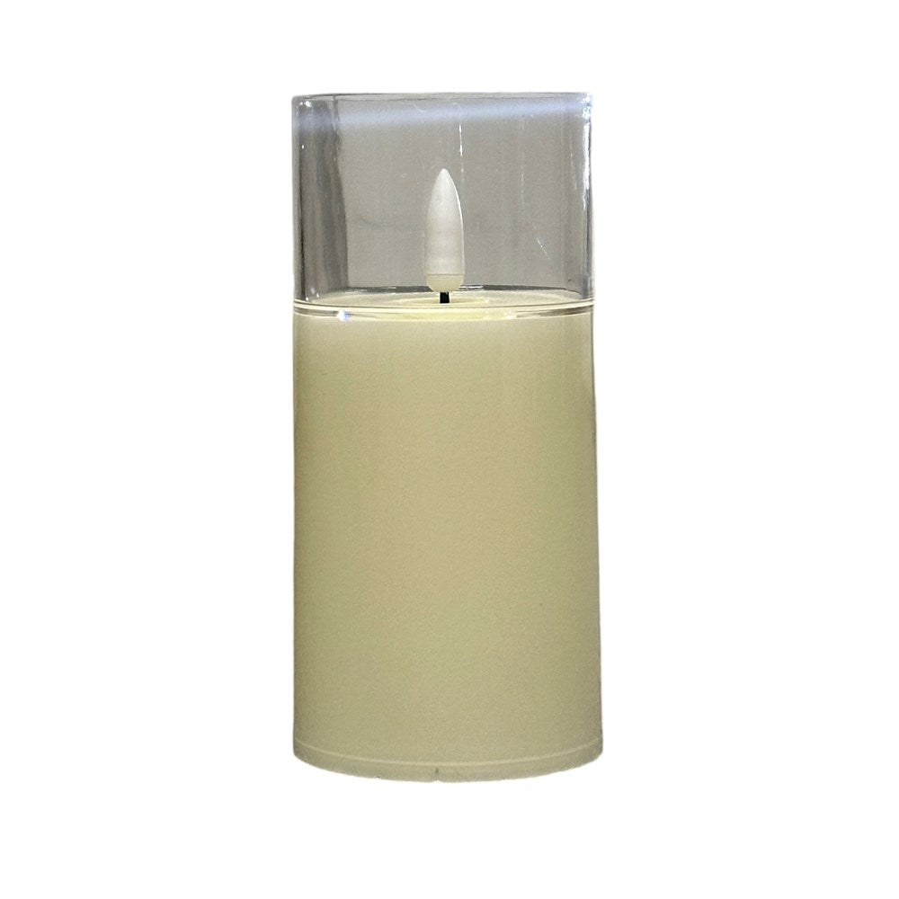 LED Clear Candle - White - 13.5cm