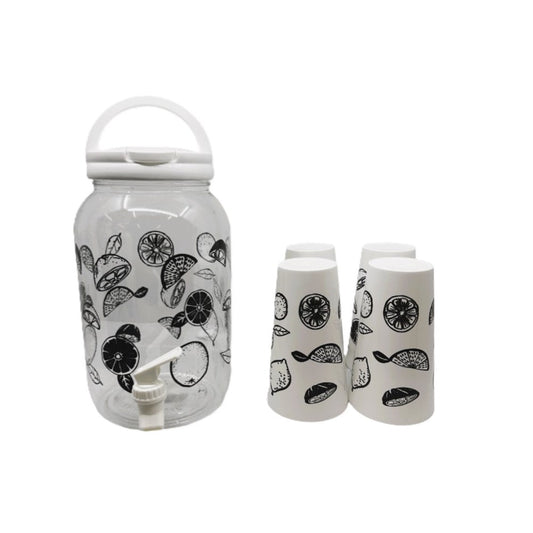 Drink Dispenser with glasses - White