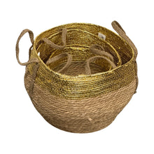 Load image into Gallery viewer, Seagrass Planter Baskets - Set Of 3 Gold
