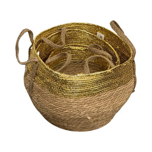 Seagrass Planter Baskets - Set Of 3 Gold