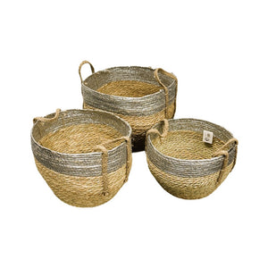 Seagrass Planter Baskets - Set Of 3 Silver