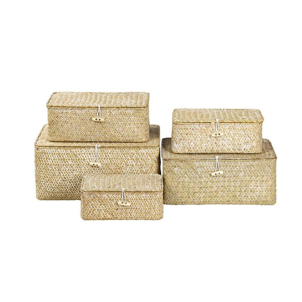 Seagrass Rectangle Box With Lid - Set Of 5