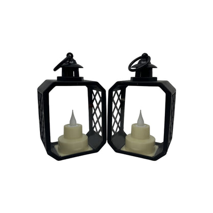LED Lantern with Cross Grids - 17cm