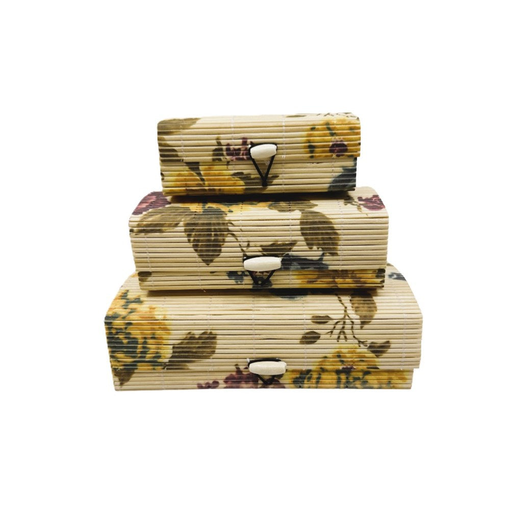 Bamboo Decorative Storage Box With Soft Lid- Printed