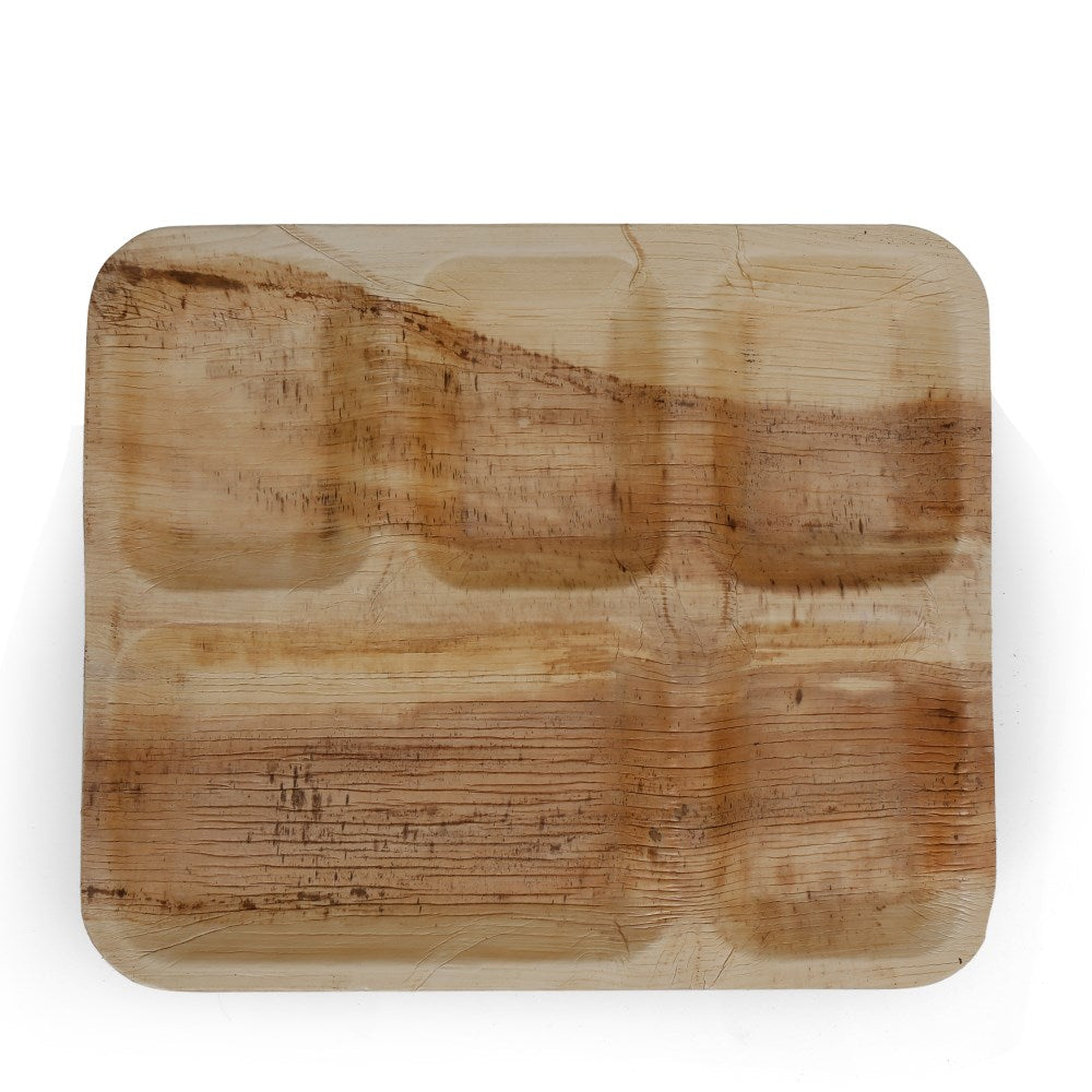 Palm Leaf Rectangle Plate 5CP 10pc/pk - 30x25cm