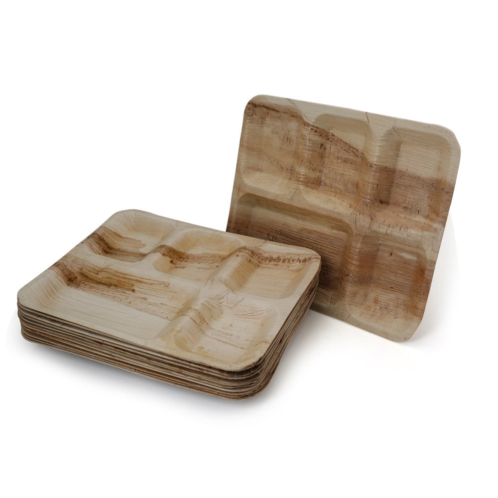 Palm Leaf Rectangle Plate 5CP 10pc/pk - 30x25cm