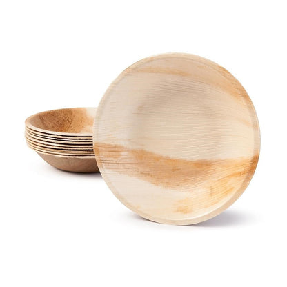 Palm Leaf Round Bowl 10pc/pk - 18cm