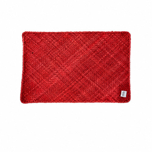 Flax/Seagrass Mat 60cm x 80cm - RED