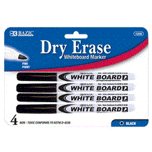 Load image into Gallery viewer, BAZIC Black Fine Tip Dry-Erase Markers (Product of USA)
