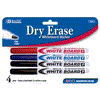 BAZIC Asst. Colors Fine Tip Dry-Erase Markers (4/Pack)(Product Of USA)