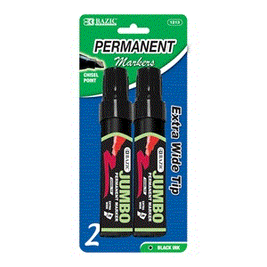 BAZIC 8 mm Jumbo Chisel Tip Permanent Markers (2/Pack) (Product of USA)