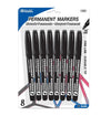 BAZIC Black Fine Tip Permanent Markers w/ Pocket Clip (8/Pack) (Product Of USA)