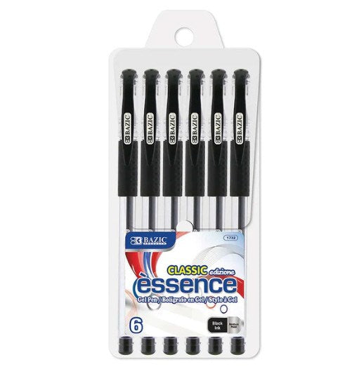 BAZIC Essence Black Gel Pen w/ Cushion Grip (Product of USA)