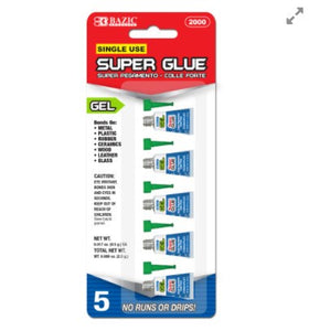 BAZIC 0.5g Super Glue Gel (5/Pack) (Product of USA)