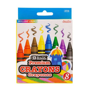 BAZIC 8 Color Premium Jumbo Crayons (Product of USA)