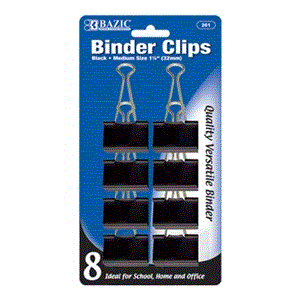 BAZIC Medium Black Binder Clip -1 1/4" (Product Of USA)