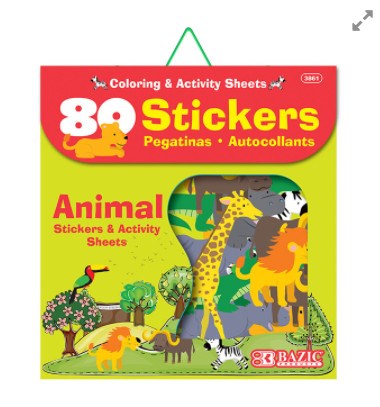 BAZIC Animal Series Asst. Sticker (80/Bag) (Product of USA)