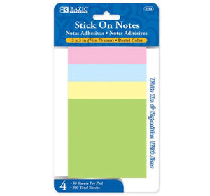 BAZIC 3" X 3" Stick On Notes (Product of USA)