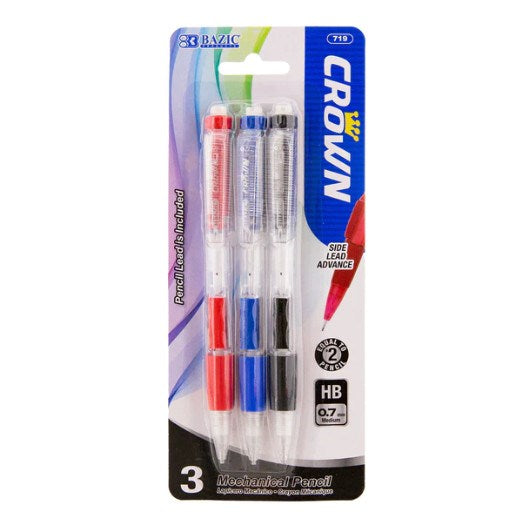 BAZIC Crown 0.7 mm Mechanical Pencil (3/Pack) (Product Of USA)