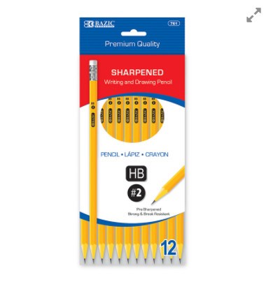 BAZIC Pre-Sharpened #2 Premium Yellow Pencil (Product of USA)