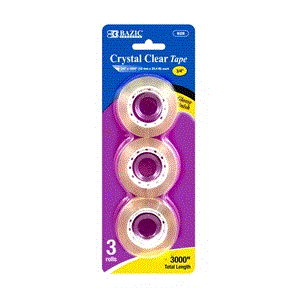 BAZIC 3/4" X 1000" Crystal Clear Tape Refill (Product of USA)