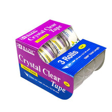 Load image into Gallery viewer, BAZIC 3/4&quot; X 500&quot; Crystal Clear Tape (3/Pack) (Product of USA)
